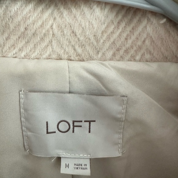 Loft Herringbone Cream Moto Pea Wool Winter Coat size Medium. Good condition - Picture 14 of 14